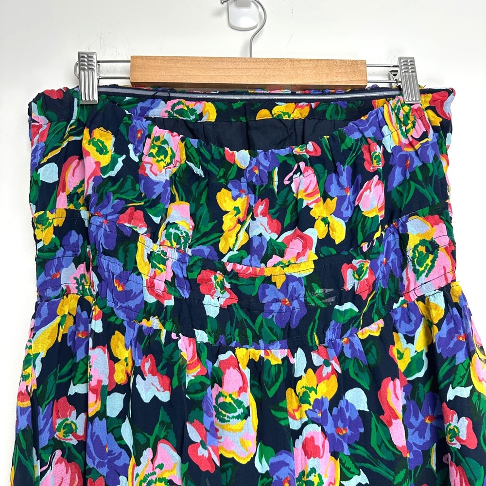 Anthropologie Somerset Strapless Maxi Dress Floral Navy Blue Pink Yellow L - Picture 8 of 13